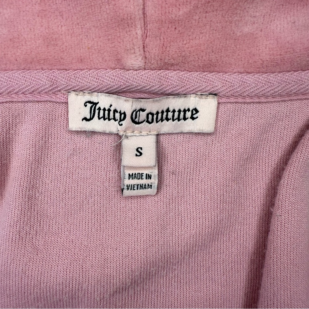 Juicy Couture Pink Velour Zip Up Hoodie Women’s Small Rhinestone “J” Zipper Y2K‎ - Picture 2 of 11